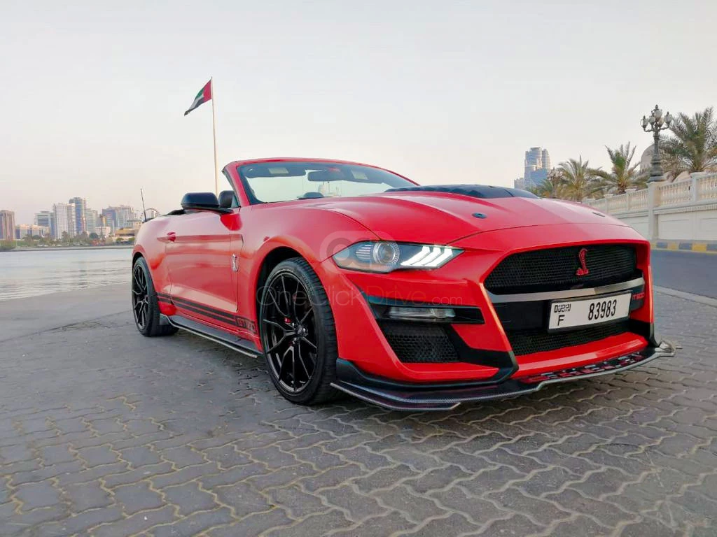 Red Ford Mustang Shelby GT500 Convertible V8 2019 for rent in Dubai 5